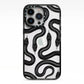 Snake Pattern iPhone 13 Pro Black Impact Case on Silver phone