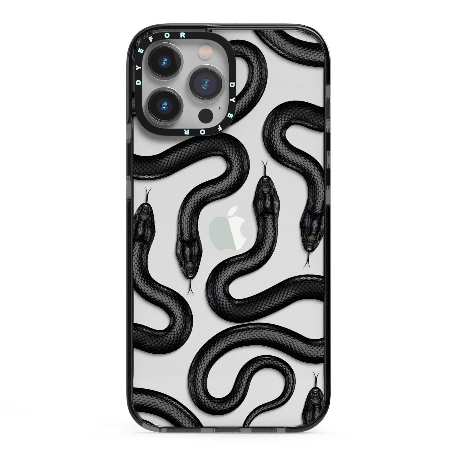 Snake Pattern iPhone 13 Pro Max Black Impact Case on Silver phone