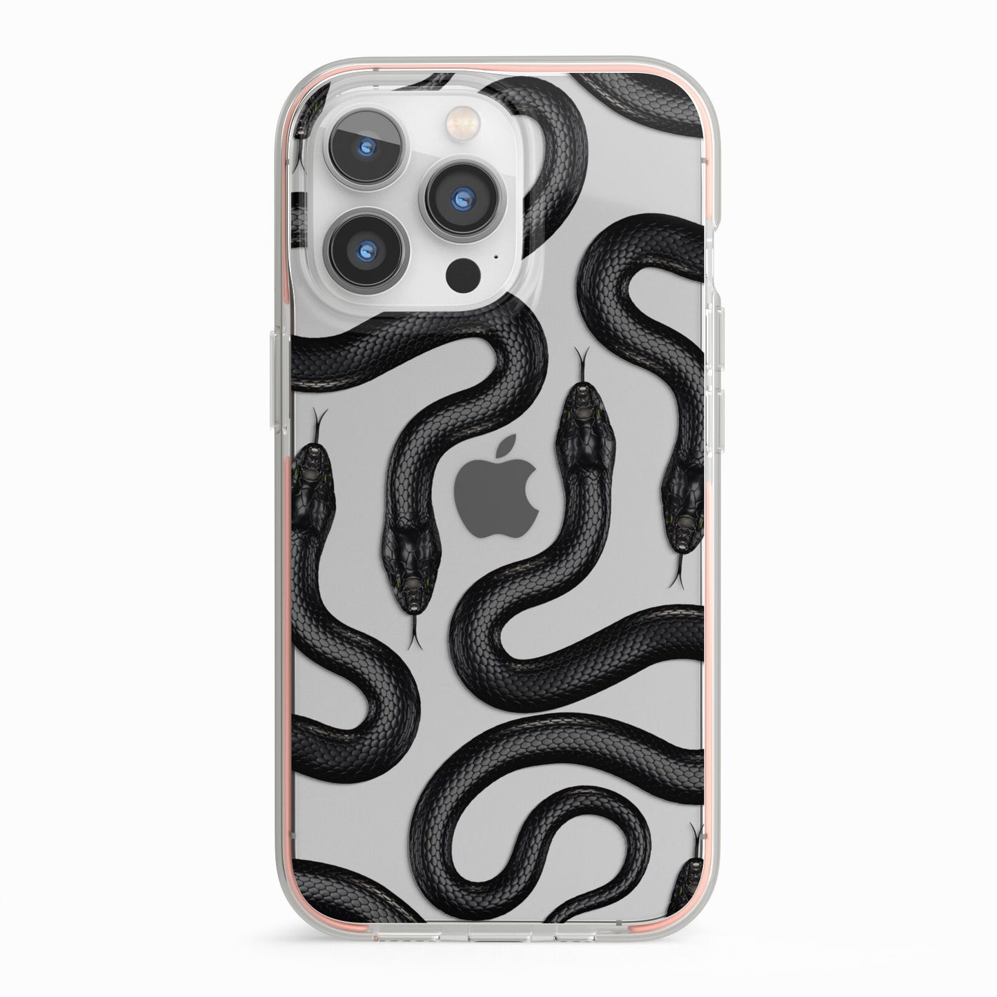 Snake Pattern iPhone 13 Pro TPU Impact Case with Pink Edges