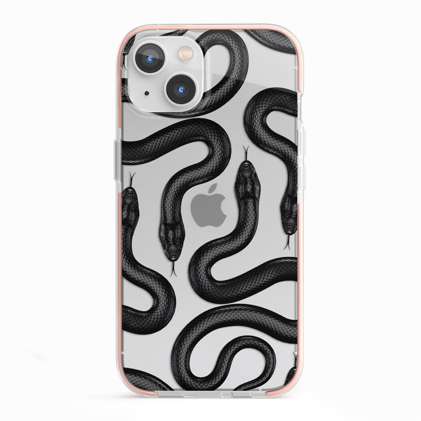 Snake Pattern iPhone 13 TPU Impact Case with Pink Edges