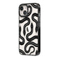 Snake Pattern iPhone 14 Black Impact Case Side Angle on Silver phone