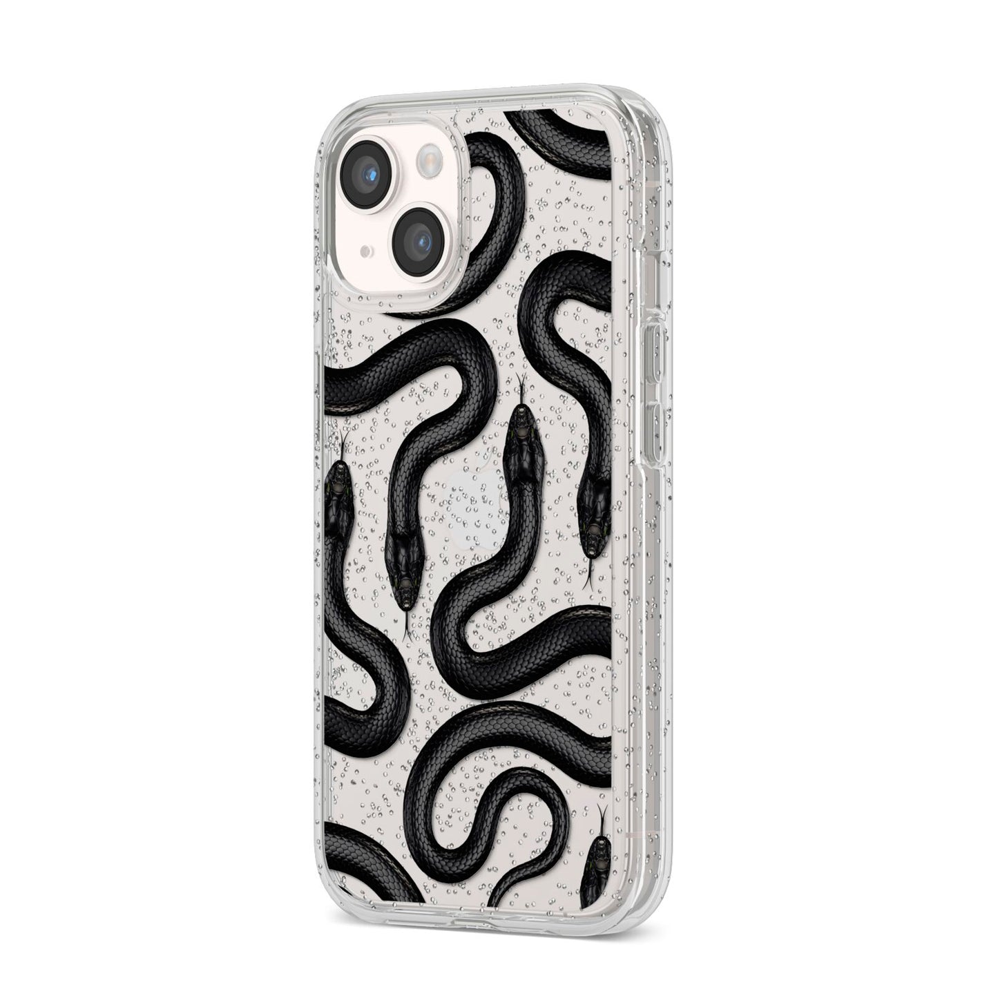 Snake Pattern iPhone 14 Glitter Tough Case Starlight Angled Image
