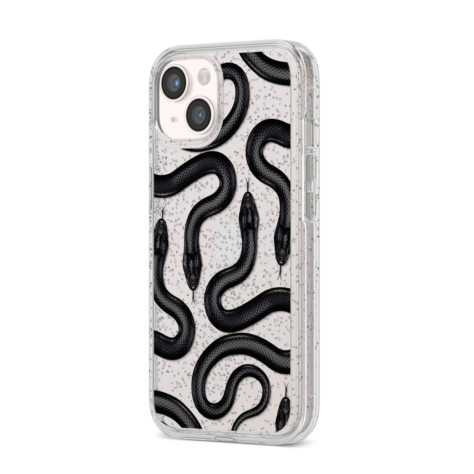 Snake Pattern iPhone 14 Glitter Tough Case Starlight Angled Image
