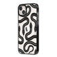 Snake Pattern iPhone 14 Plus Black Impact Case Side Angle on Silver phone
