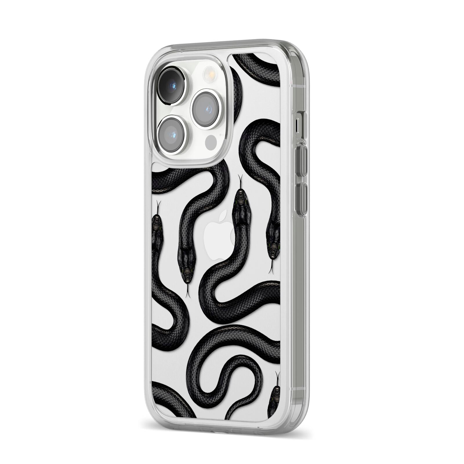 Snake Pattern iPhone 14 Pro Clear Tough Case Silver Angled Image