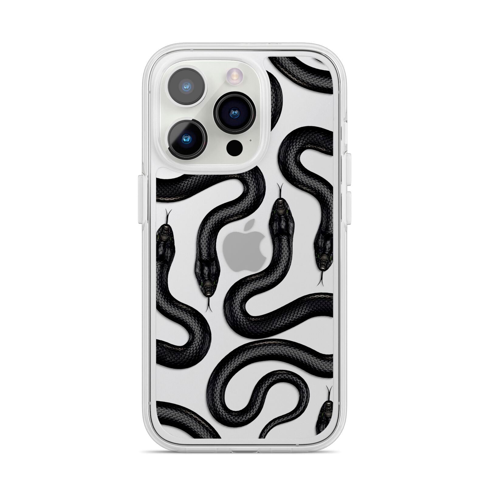Snake Pattern iPhone 14 Pro Clear Tough Case Silver