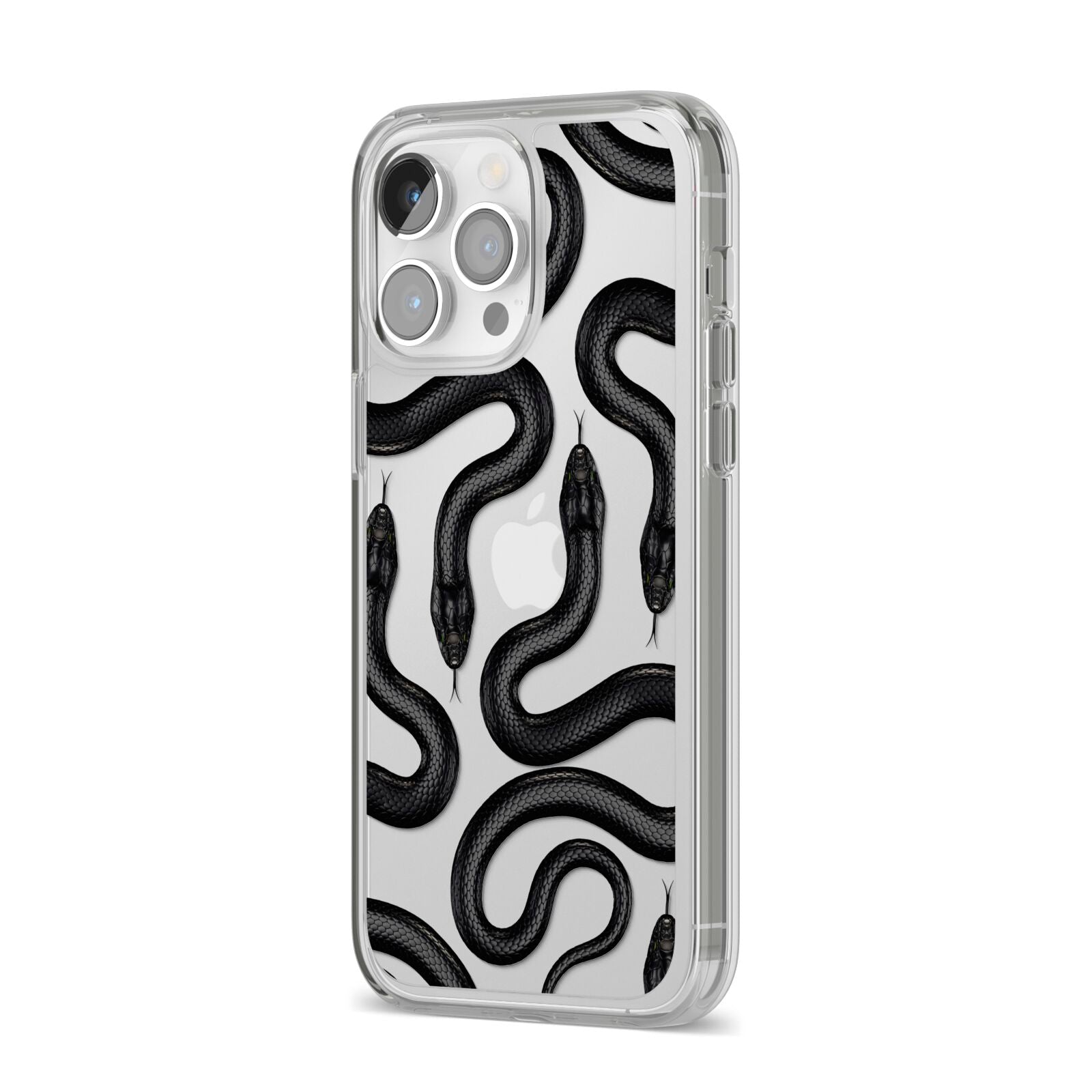 Snake Pattern iPhone 14 Pro Max Clear Tough Case Silver Angled Image