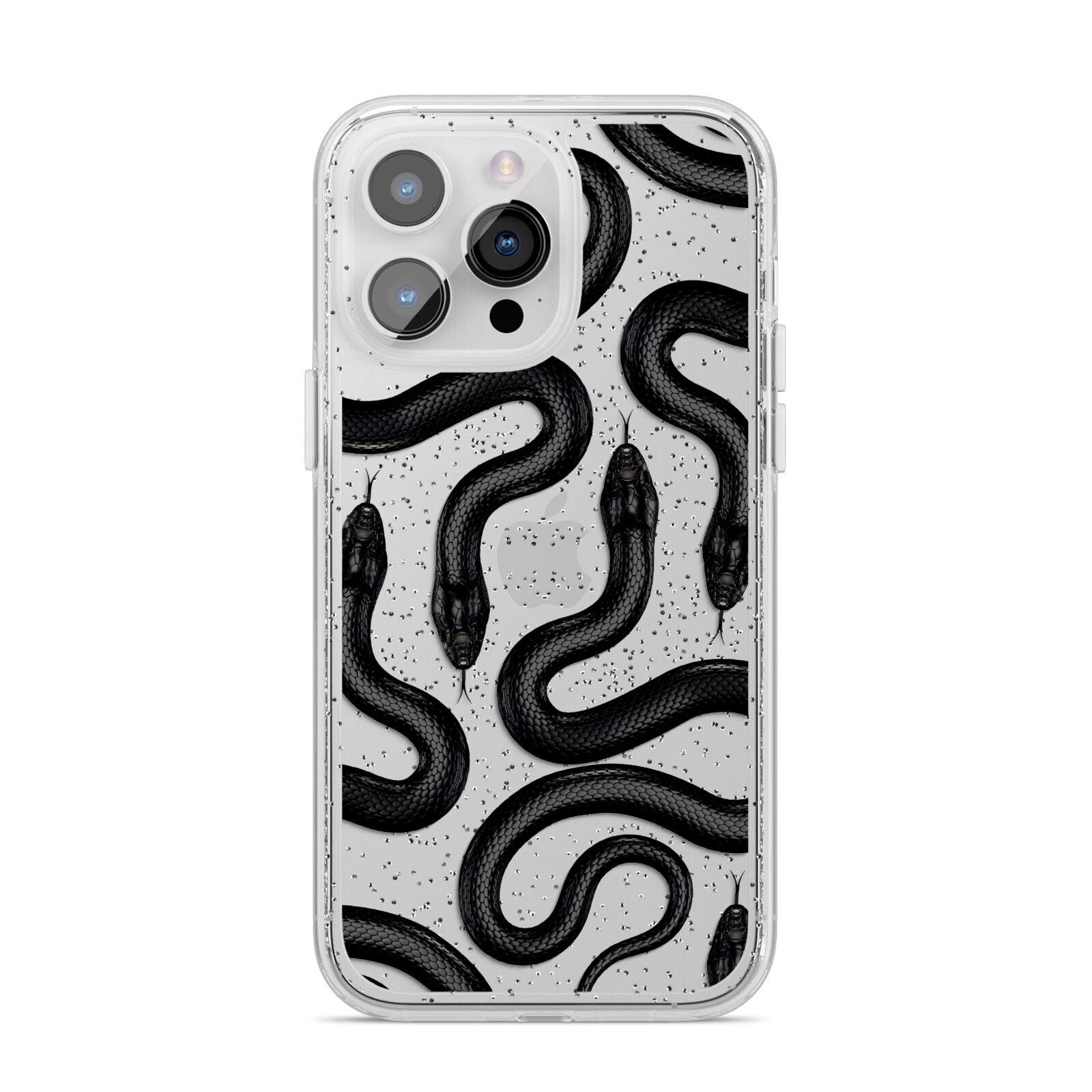 Snake Pattern iPhone 14 Pro Max Glitter Tough Case Silver