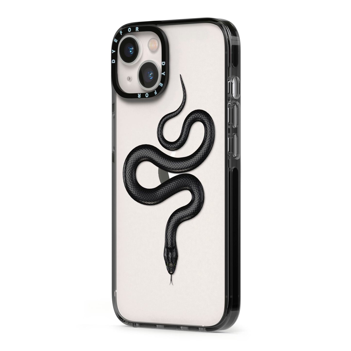 Snake iPhone 13 Black Impact Case Side Angle on Silver phone