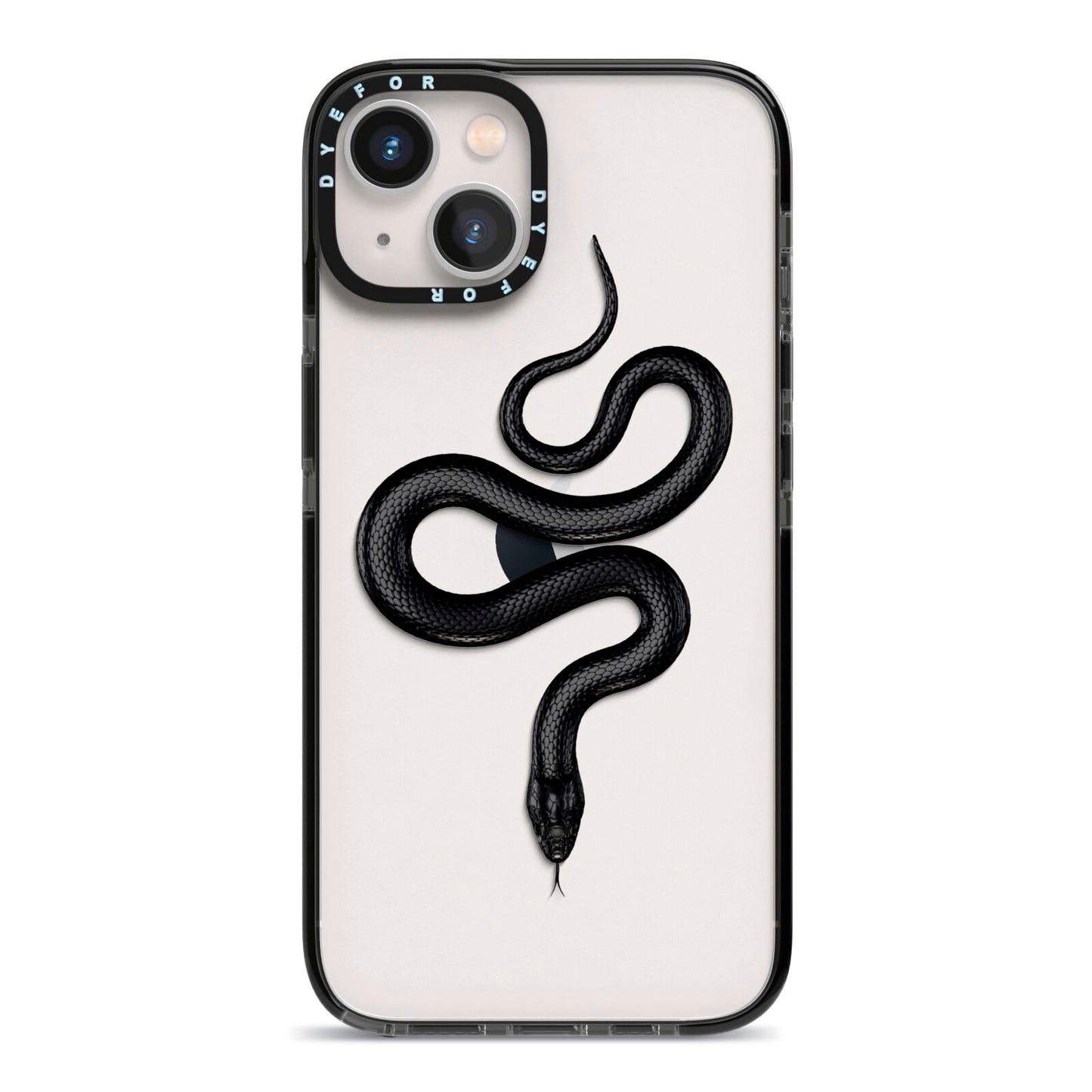 Snake iPhone 13 Black Impact Case on Silver phone