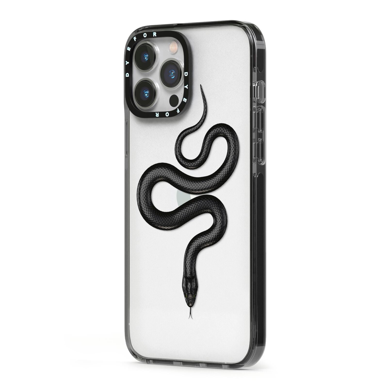 Snake iPhone 13 Pro Max Black Impact Case Side Angle on Silver phone