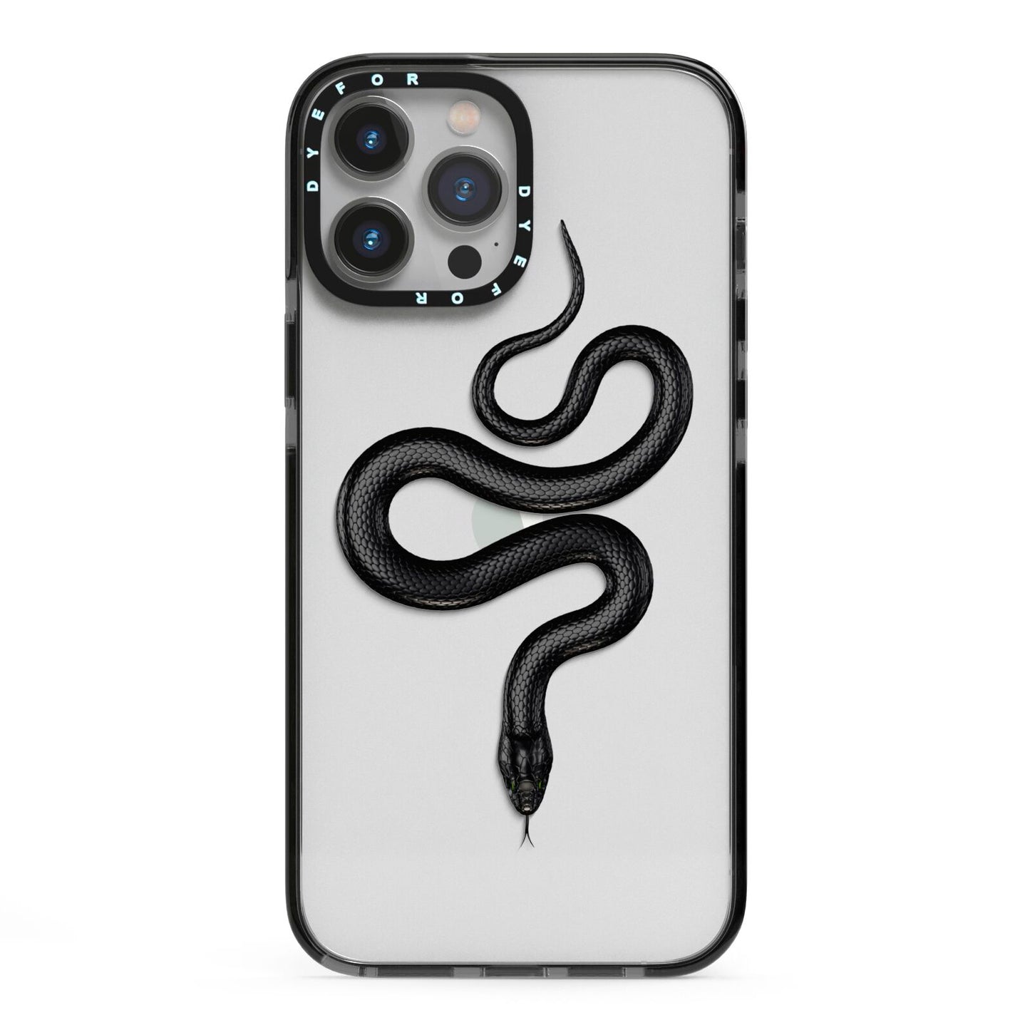 Snake iPhone 13 Pro Max Black Impact Case on Silver phone