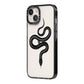Snake iPhone 14 Black Impact Case Side Angle on Silver phone