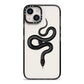 Snake iPhone 14 Black Impact Case on Silver phone