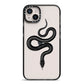 Snake iPhone 14 Plus Black Impact Case on Silver phone