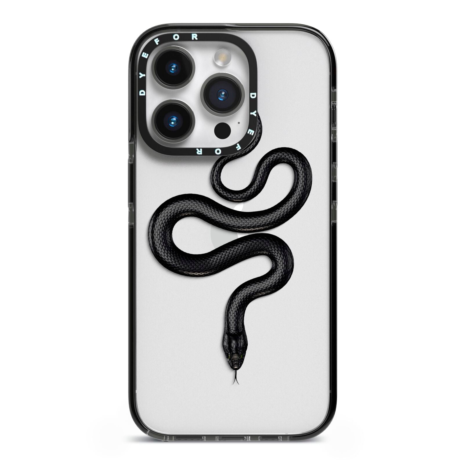 Snake iPhone 14 Pro Black Impact Case on Silver phone