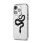 Snake iPhone 14 Pro Clear Tough Case Silver Angled Image