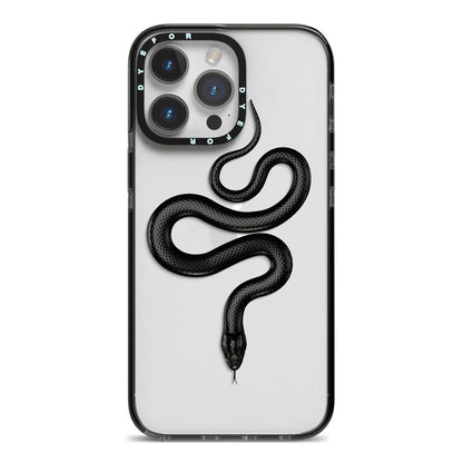 Snake iPhone 14 Pro Max Black Impact Case on Silver phone