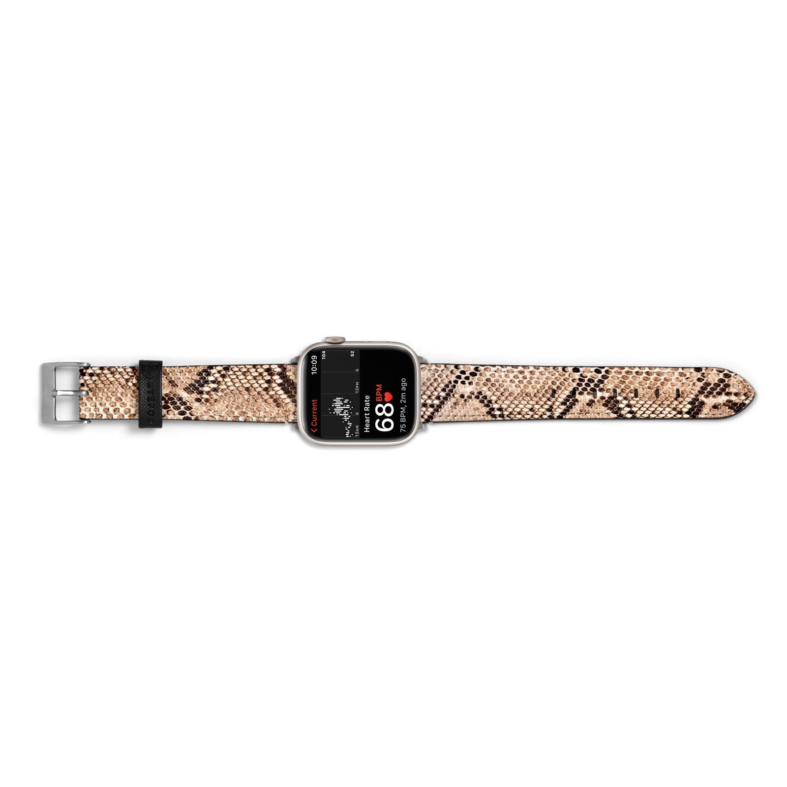 Snakeskin Apple Watch Strap Size 38mm Landscape Image Silver Hardware