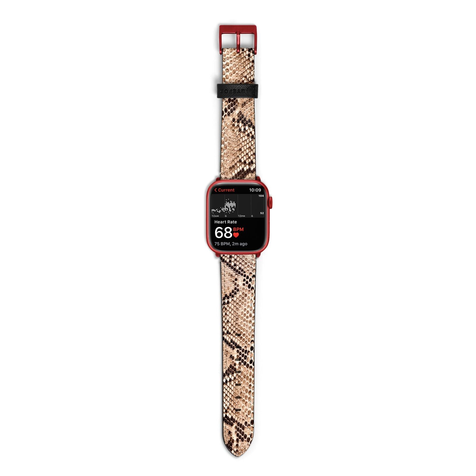 Snakeskin Apple Watch Strap Size 38mm with Red Hardware