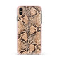 Snakeskin Apple iPhone Xs Max Impact Case Pink Edge on Gold Phone