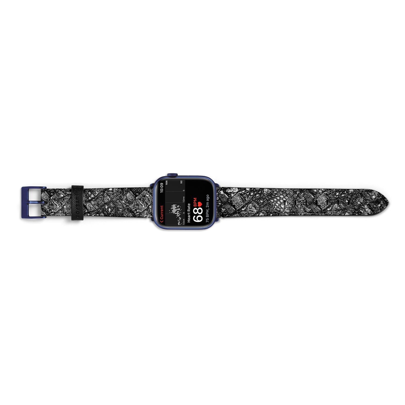 Snakeskin Design Apple Watch Strap Size 38mm Landscape Image Blue Hardware