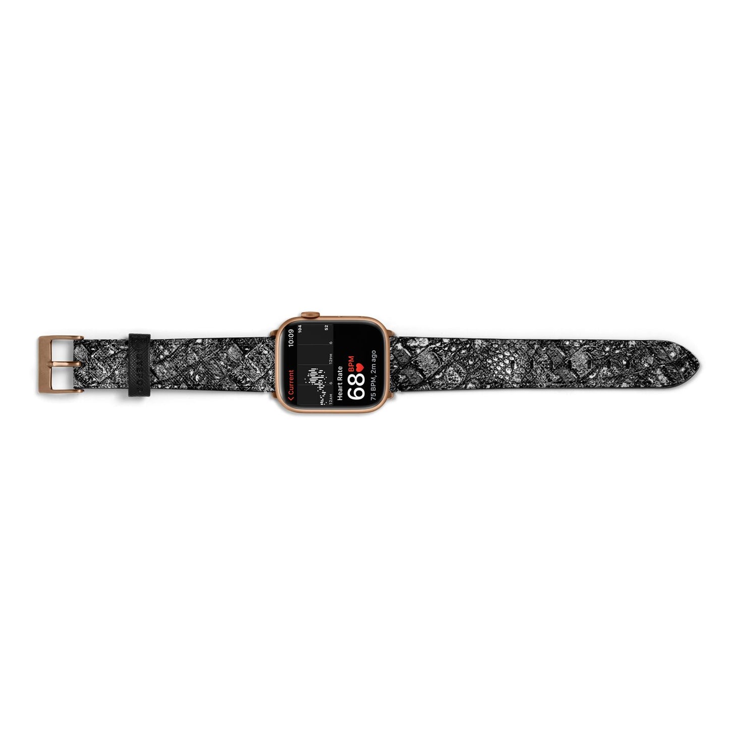 Snakeskin Design Apple Watch Strap Size 38mm Landscape Image Gold Hardware
