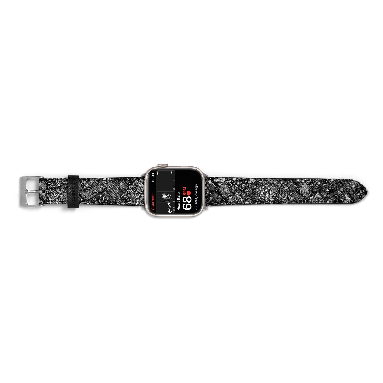 Snakeskin Design Apple Watch Strap Size 38mm Landscape Image Silver Hardware