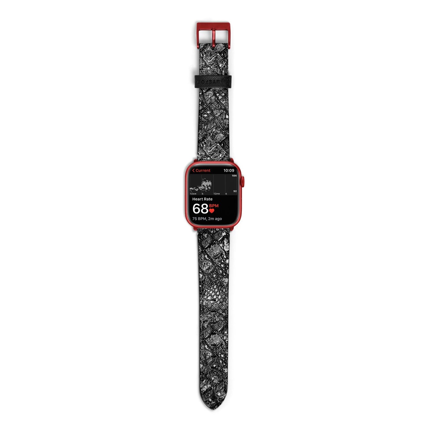 Snakeskin Design Apple Watch Strap Size 38mm with Red Hardware