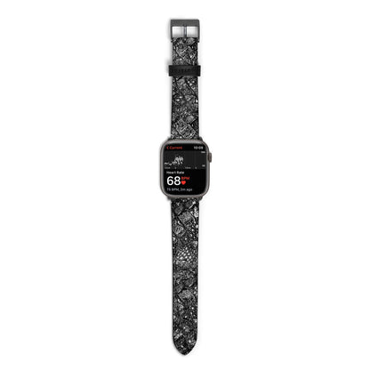 Snakeskin Design Apple Watch Strap Size 38mm with Space Grey Hardware