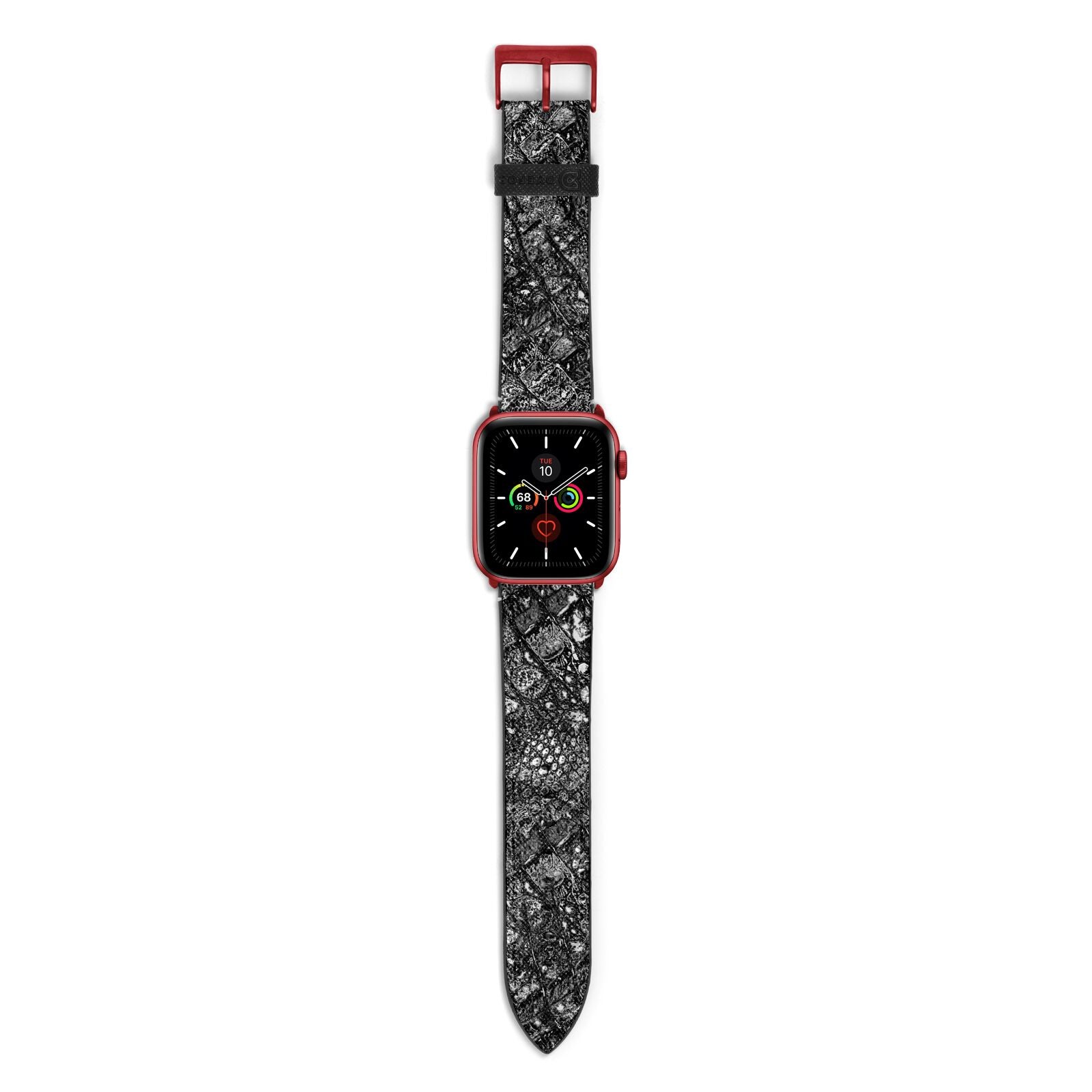Snakeskin Design Apple Watch Strap with Red Hardware