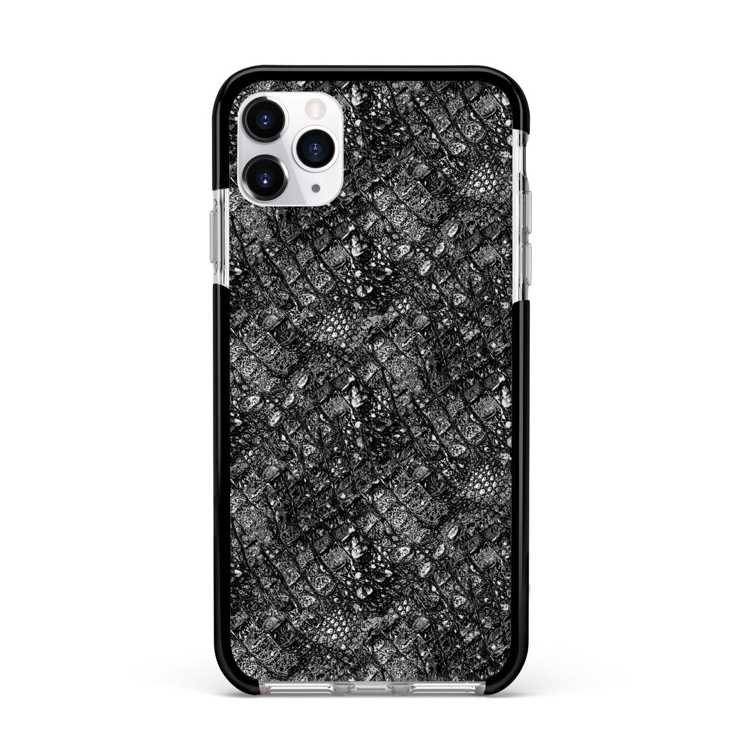 Snakeskin Design Apple iPhone 11 Pro Max in Silver with Black Impact Case