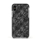 Snakeskin Design Apple iPhone Xs Impact Case Black Edge on Silver Phone