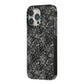 Snakeskin Design iPhone 14 Pro Max Black Impact Case Side Angle on Silver phone
