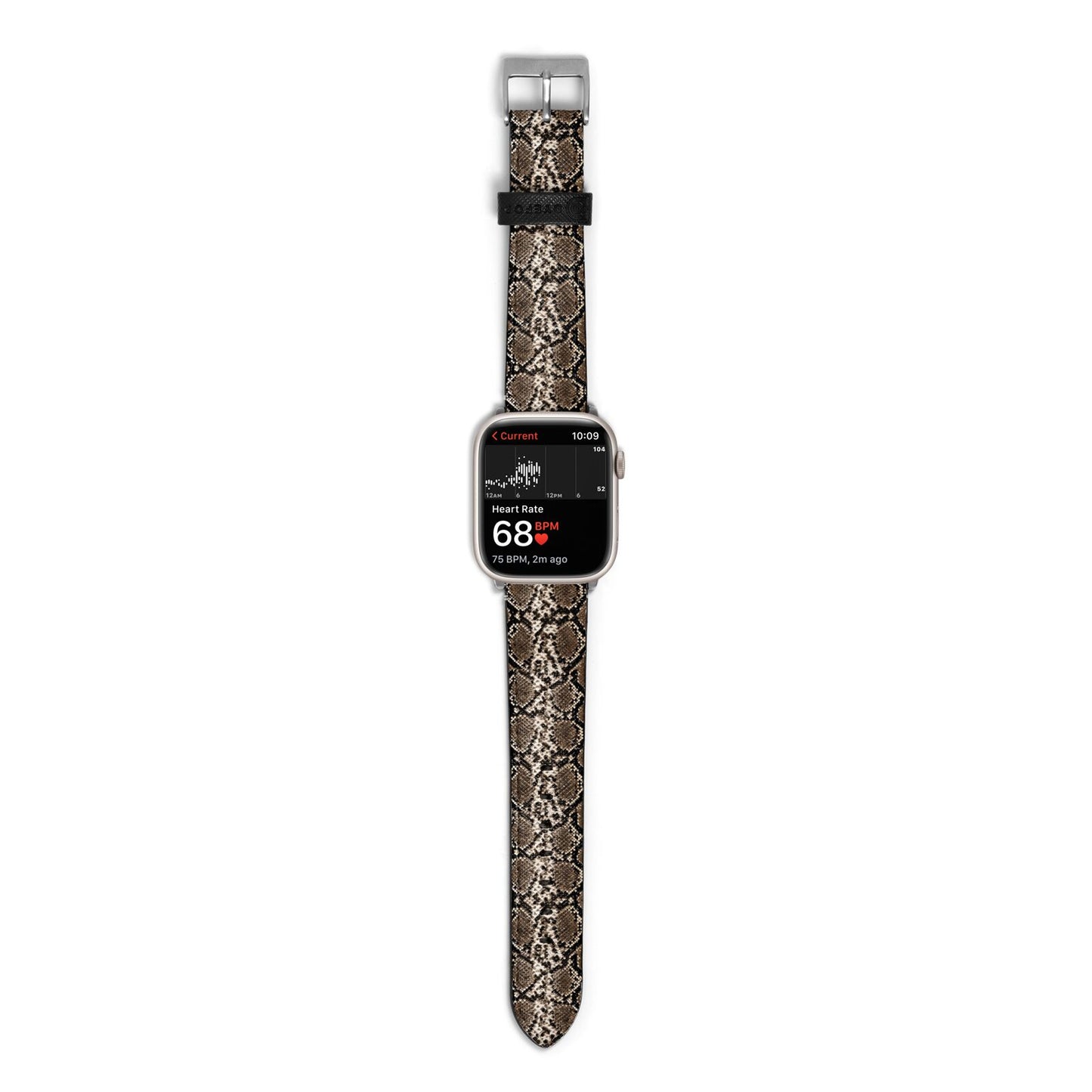 Snakeskin Pattern Apple Watch Strap Size 38mm with Silver Hardware