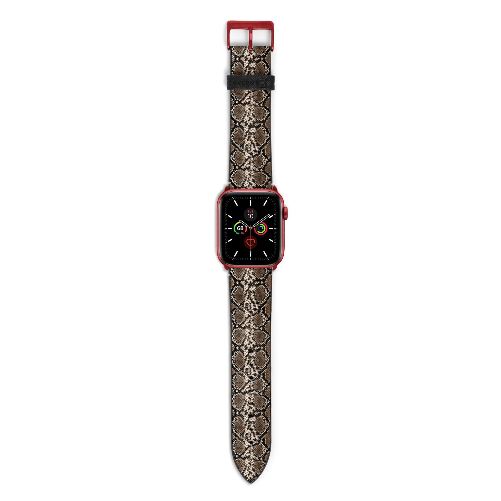 Snakeskin Pattern Apple Watch Strap with Red Hardware