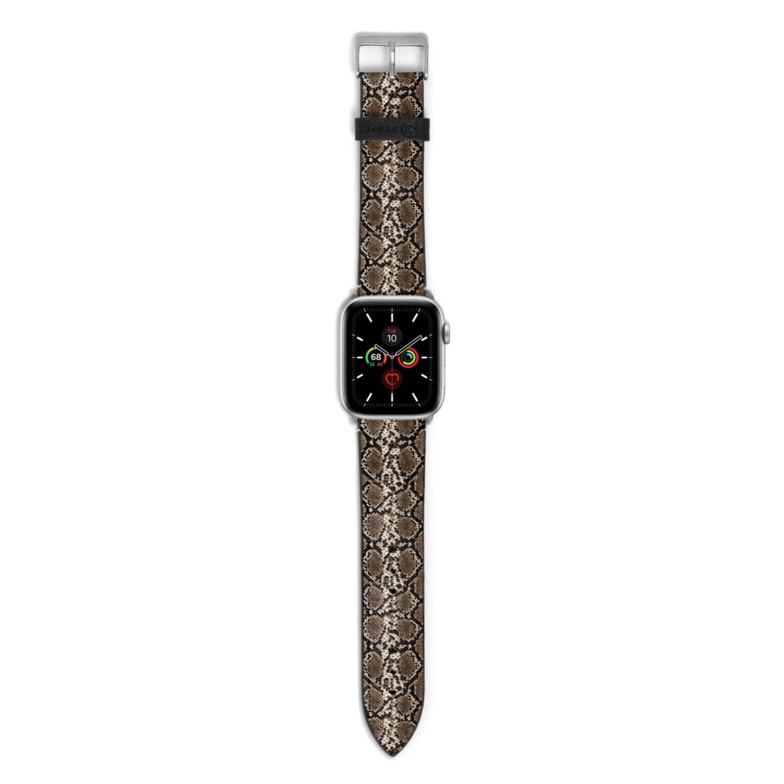 Snakeskin Pattern Apple Watch Strap with Silver Hardware