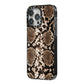 Snakeskin Pattern iPhone 14 Pro Max Black Impact Case Side Angle on Silver phone