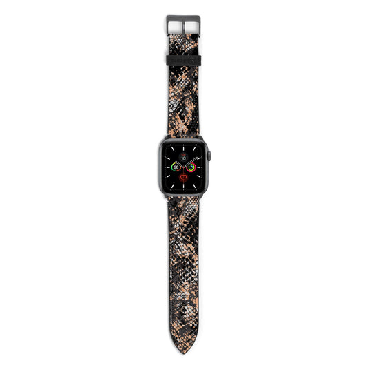 Snakeskin Print Apple Watch Strap with Space Grey Hardware