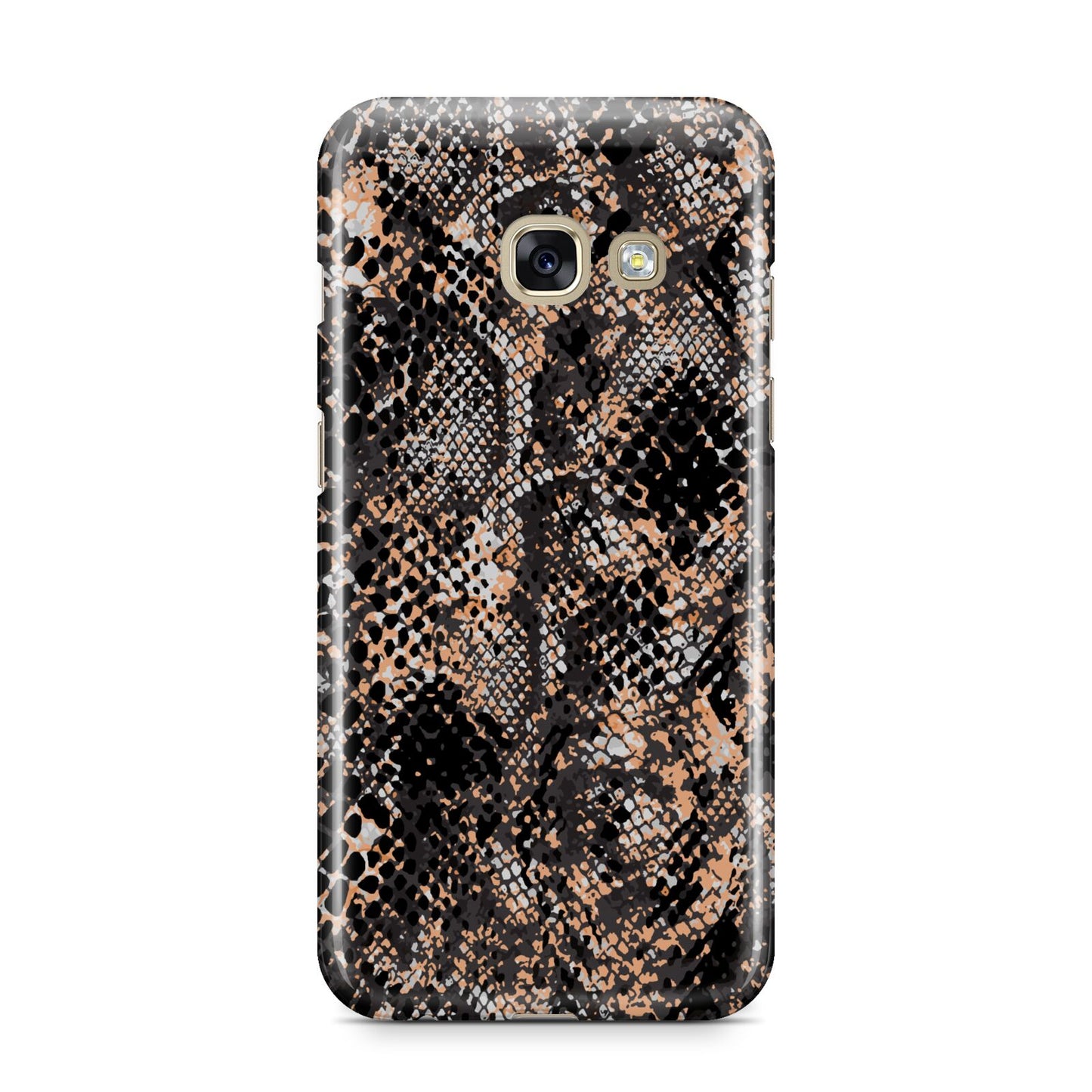 Snakeskin Print Samsung Galaxy A3 2017 Case on gold phone