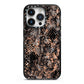 Snakeskin Print iPhone 14 Pro Black Impact Case on Silver phone