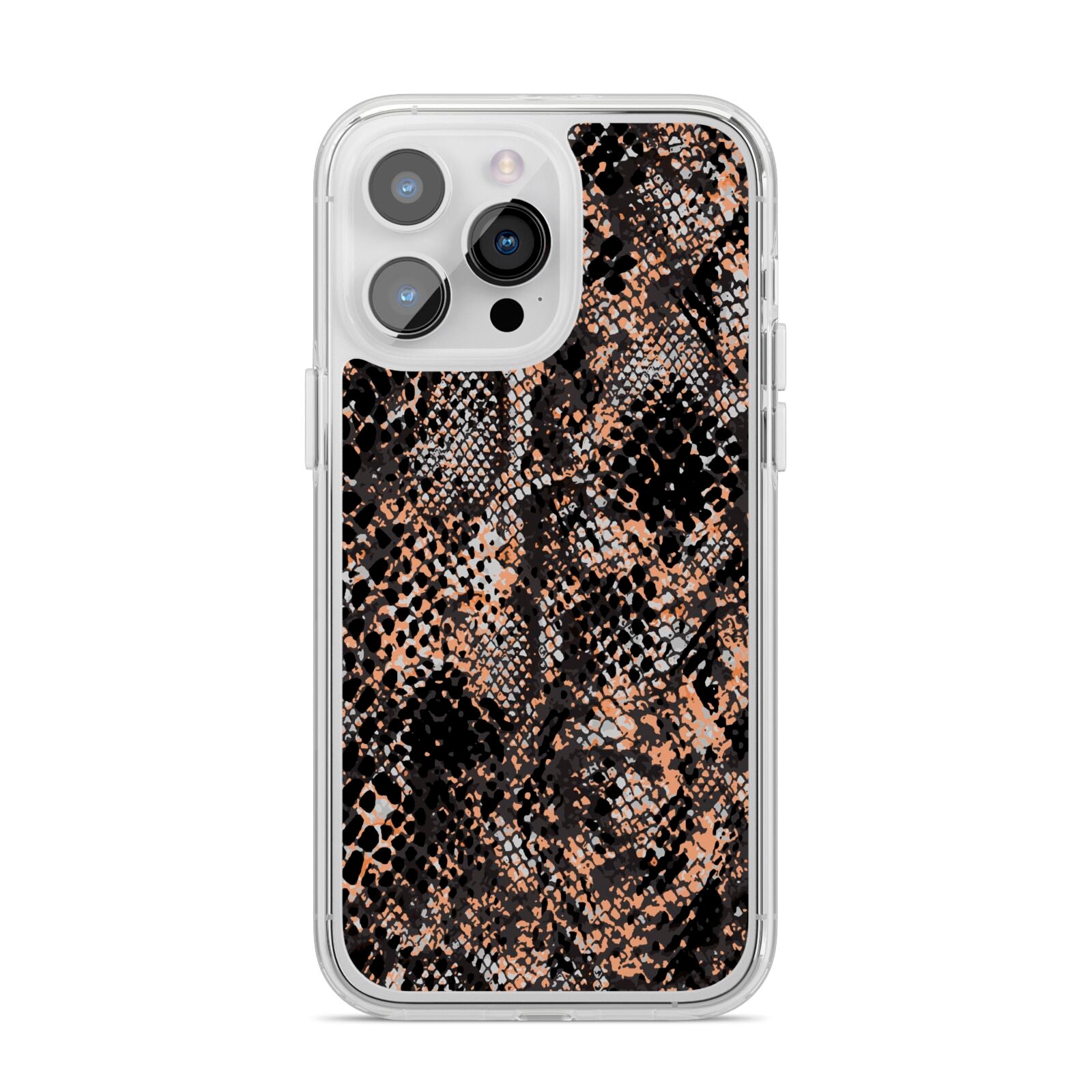Snakeskin Print iPhone 14 Pro Max Clear Tough Case Silver