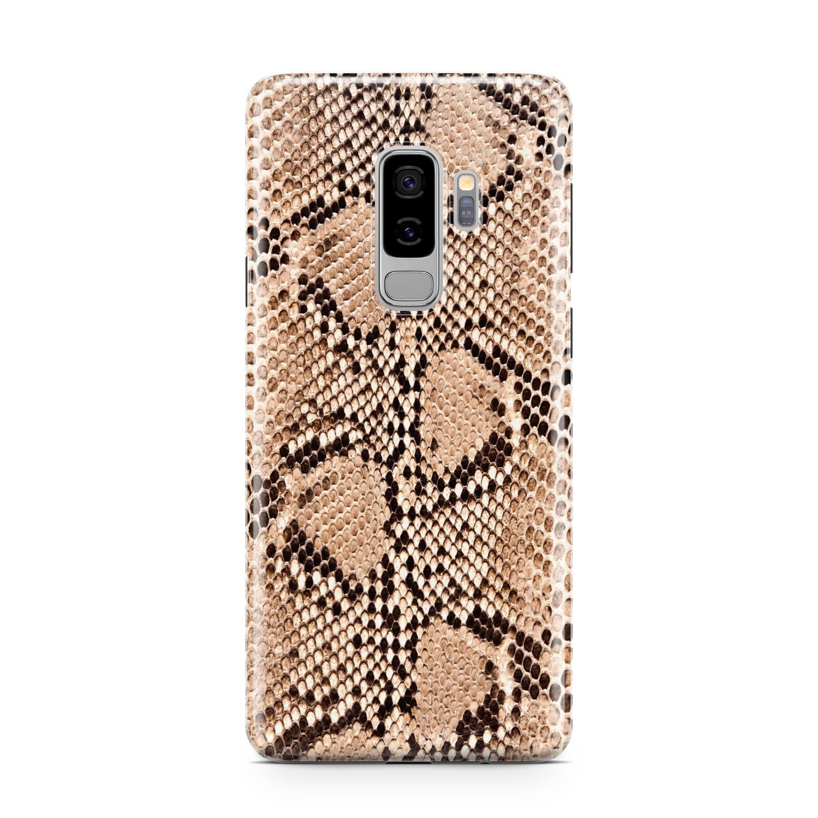 Snakeskin Samsung Galaxy S9 Plus Case on Silver phone