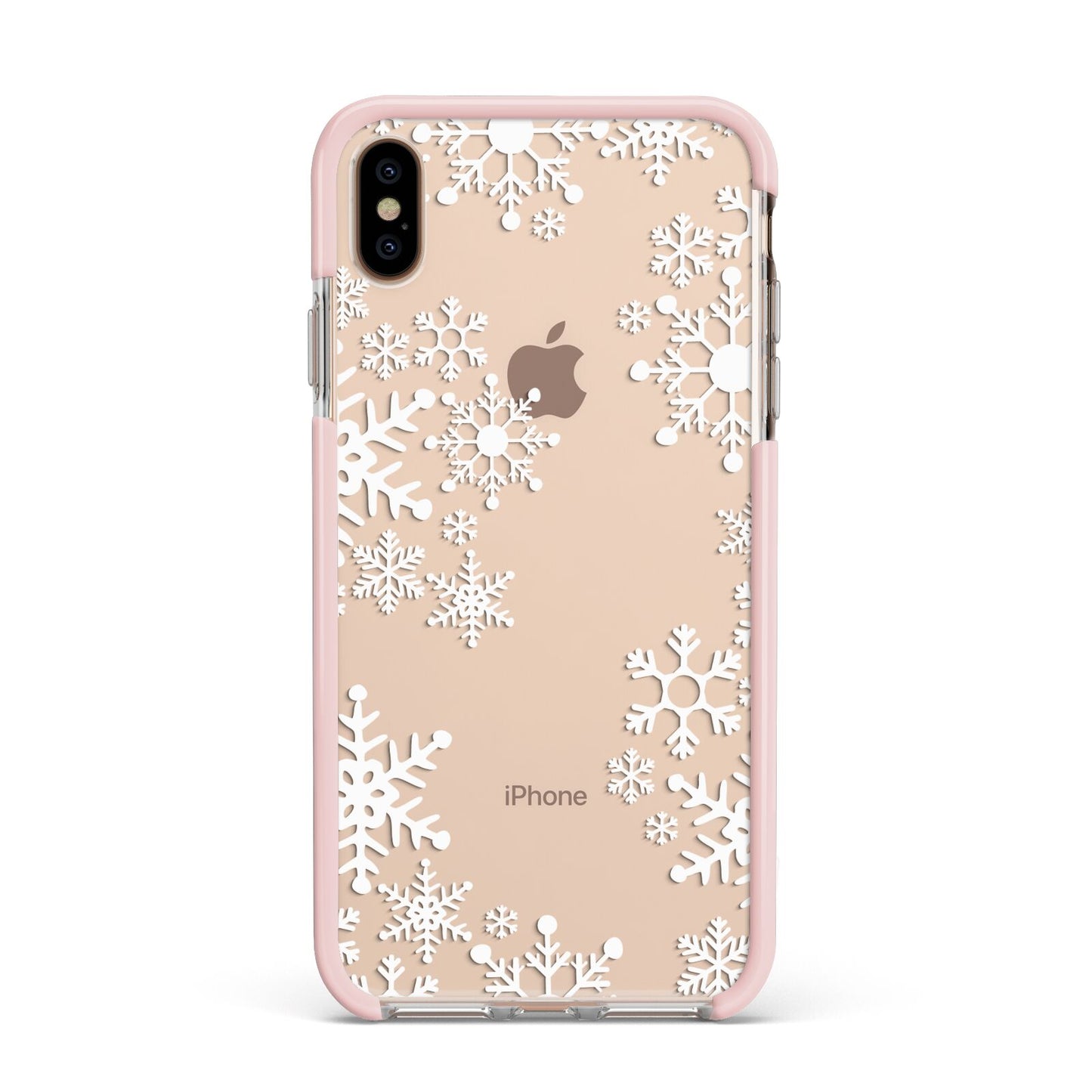 Snowflake Apple iPhone Xs Max Impact Case Pink Edge on Gold Phone