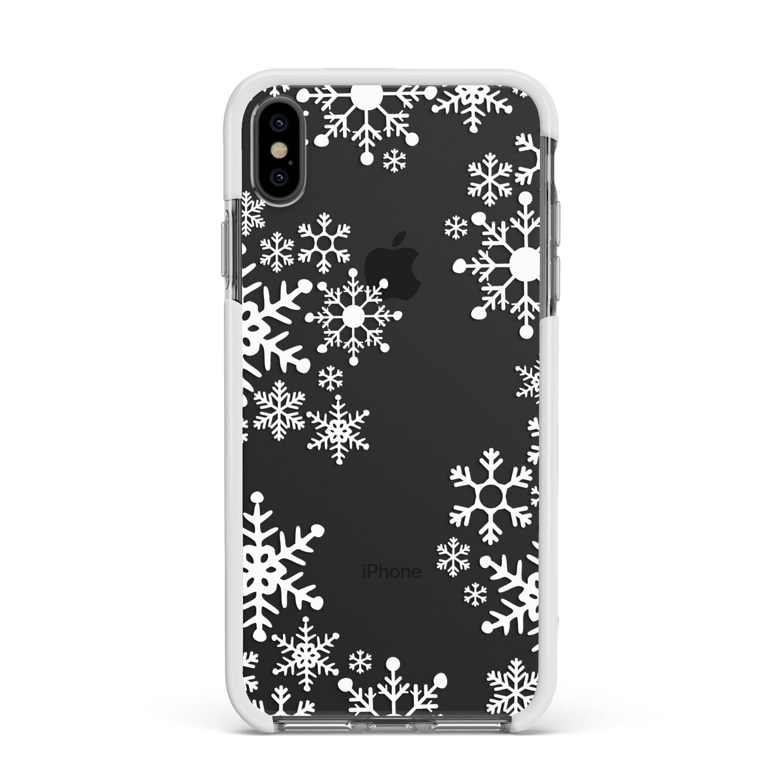 Snowflake Apple iPhone Xs Max Impact Case White Edge on Black Phone
