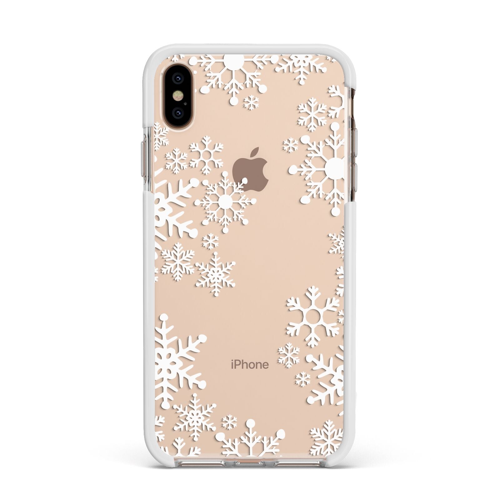 Snowflake Apple iPhone Xs Max Impact Case White Edge on Gold Phone