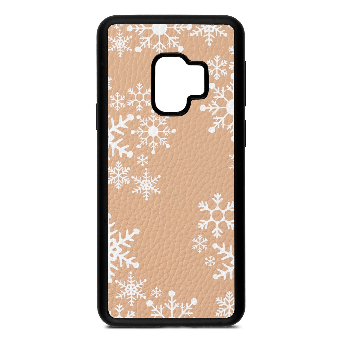 Snowflake Nude Pebble Leather Samsung S9 Case