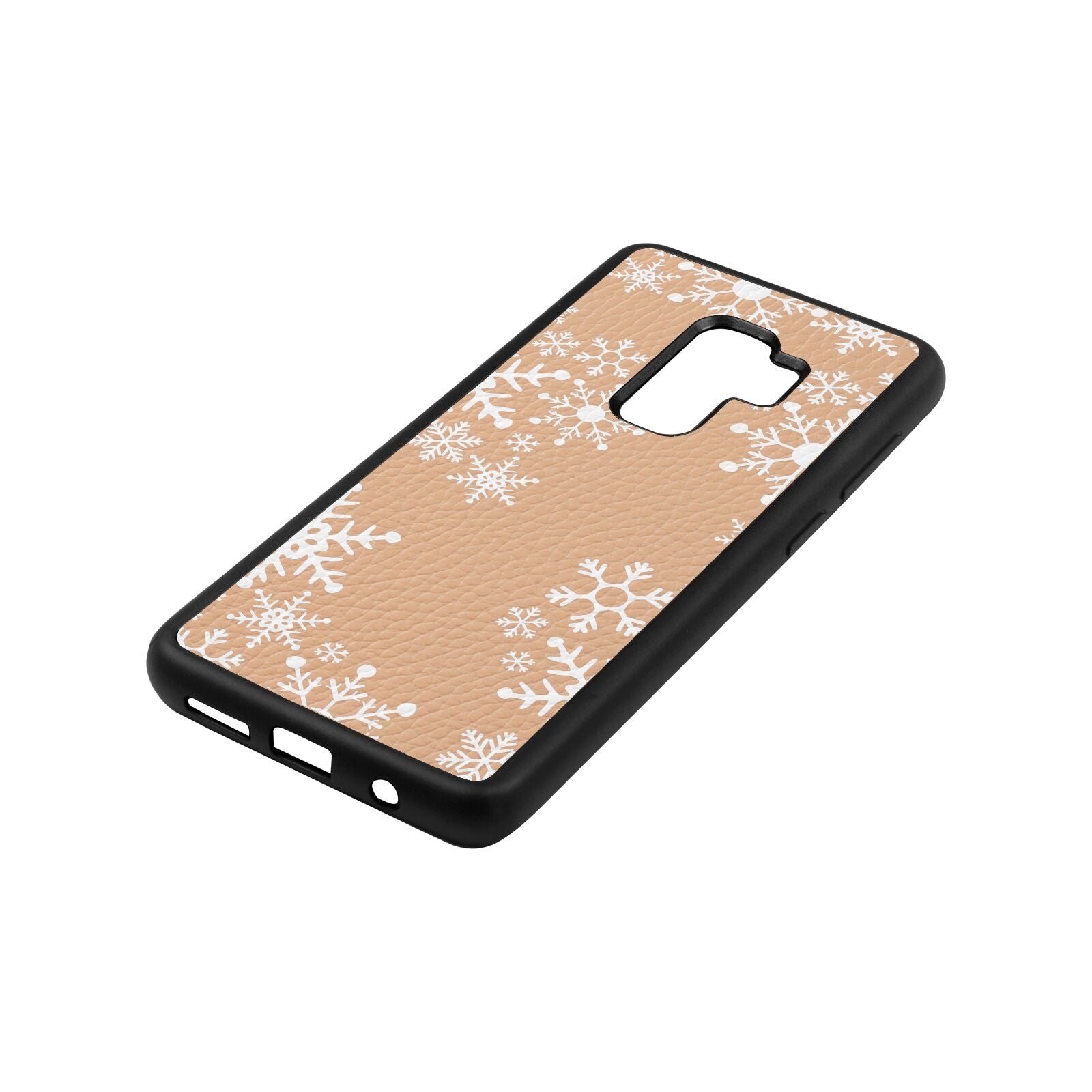 Snowflake Nude Pebble Leather Samsung S9 Plus Case Side Angle