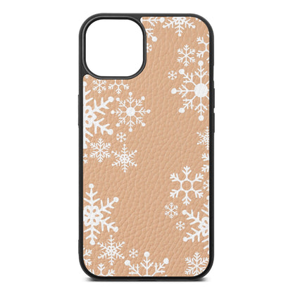 Snowflake Nude Pebble Leather iPhone 13 Case
