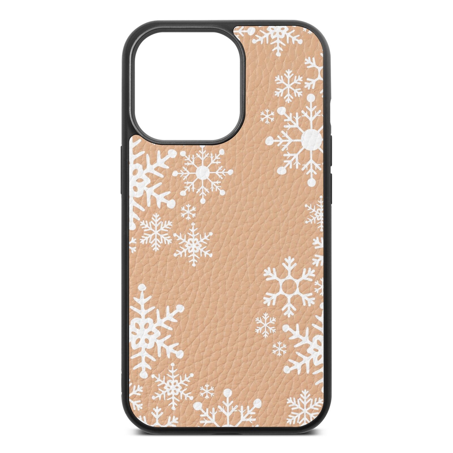 Snowflake Nude Pebble Leather iPhone 13 Pro Case